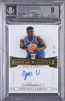 2019-20 Panini Flawless Collegiate Rookie Gems #101 Zion Williamson Signed Rookie Card (#05/25) – BGS MINT 9/BGS 10